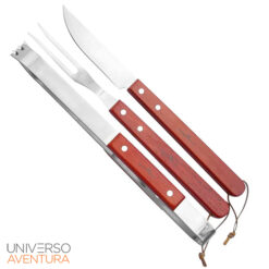 Kit Churrasco Aço Inox 420 Pegador Garfo e Faca - Nautika