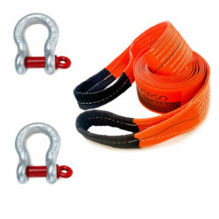 Cinta Reboque 10 Ton x 6 Mts Laranja + 2 Manilhas 3/4 Curvas Coforja