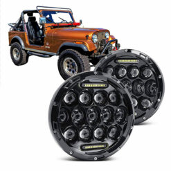 Par Farol Full Led 75 Watts com Seta 7 Polegadas  Jeep CJ