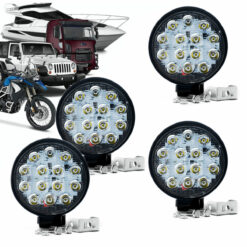 4 Faróis de Milha Led Redondo 4.5 Pol de Longo Alcance 42 Watts