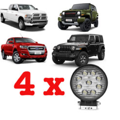 4 Faróis de Milha Led Redondo 4.5 Pol Longo Alcance 27 Watts