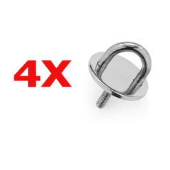 Kit 4 U-Bolt Argola Parafuso 6mm Aço Inox 304 Proa Náutica