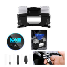 Compressor De Ar Portátil Digital Auto 12V Cilindro Duplo