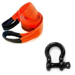 Cinta Fita Reboque 10Ton x 6Mts Laranja + Manilha 3/4 Preta