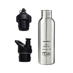 Garrafa de hidratação em Aço Inox c/ 2 Tampas Liquidsafe 750ml