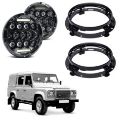 2 Farol Full Led 7 Pol + Suportes Land Rover Defender 90 110