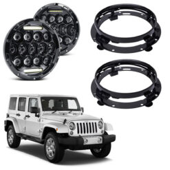 Par Farol Full Led + Suportes Jeep Wrangler Jk 2007 a 2018
